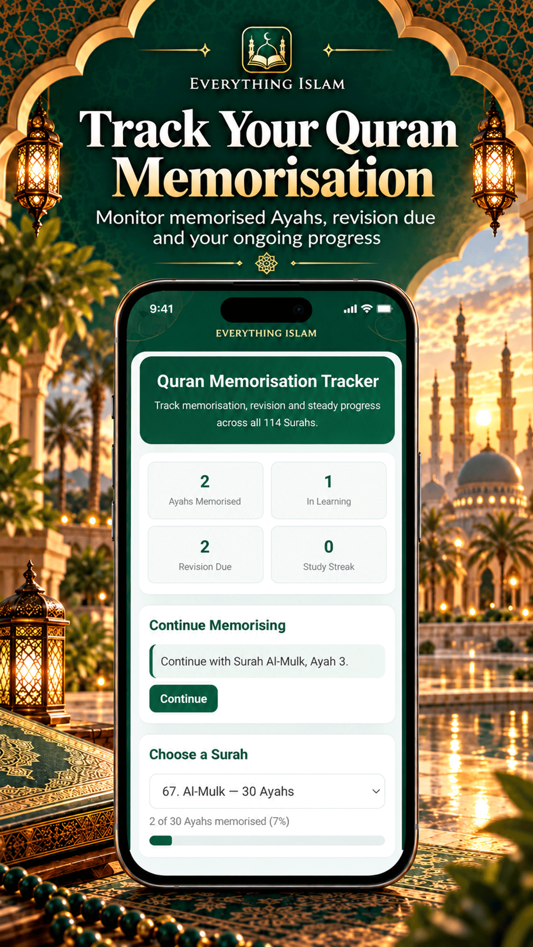 Everything Islam Quran memorisation tracker